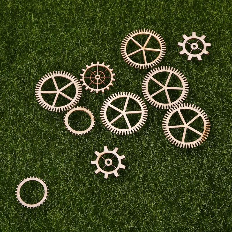 36pcs 20-36mm Houten DIY Gemengde Wheel Gear Blank Hollow Art Craft Home Decor Lichtgewicht Delicate Wiel gear Handgemaakte Craft Thuis