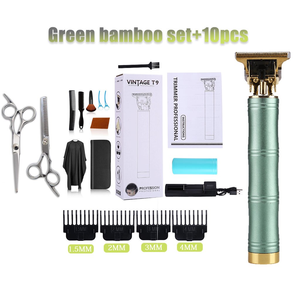 Recharge Clipper Hair Mower Haircut Machine Portable Trimmer Cutter Electric Formen Beard Shaver Hairstyle Cutting: Green bamboo 3