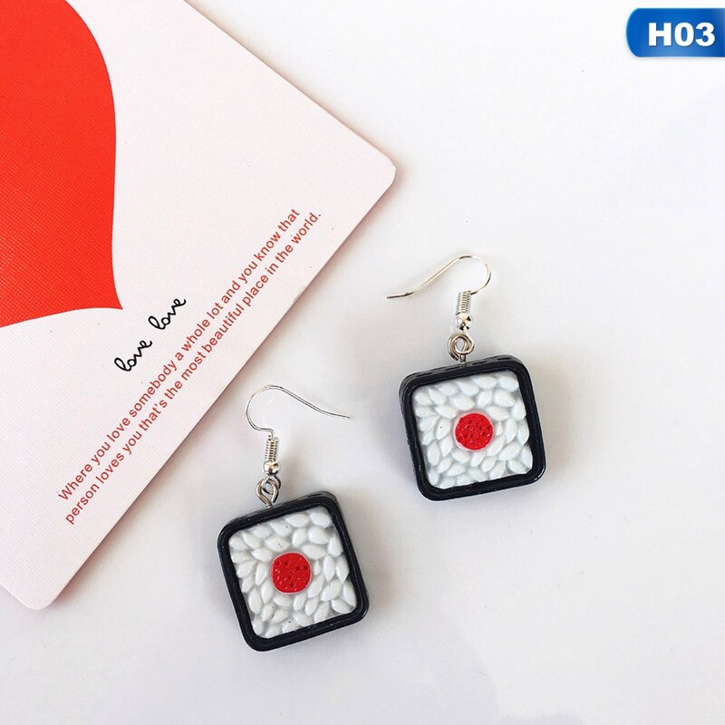 Lovely Handmade Japanese Harajuku Rice Balls Earrings Cute Geometric Sushi Food Fun Earrings For Women Girl Jewelry: H03