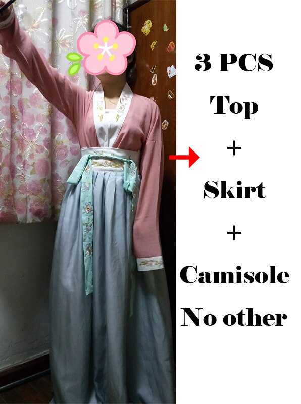 Vrouwen hanfu chinese nationale danskostuum volkskleding zangers podiumkleding oosterse optreden festivaloutfit 3 stuks pak  dc1827: Xl