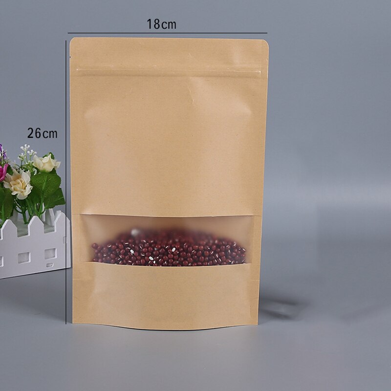 1PC Kraft Paper Round Angle Open Plastic Seal Package Bags Dried Fruit Nuts Retail Food Storage Bags 11 Size: 07