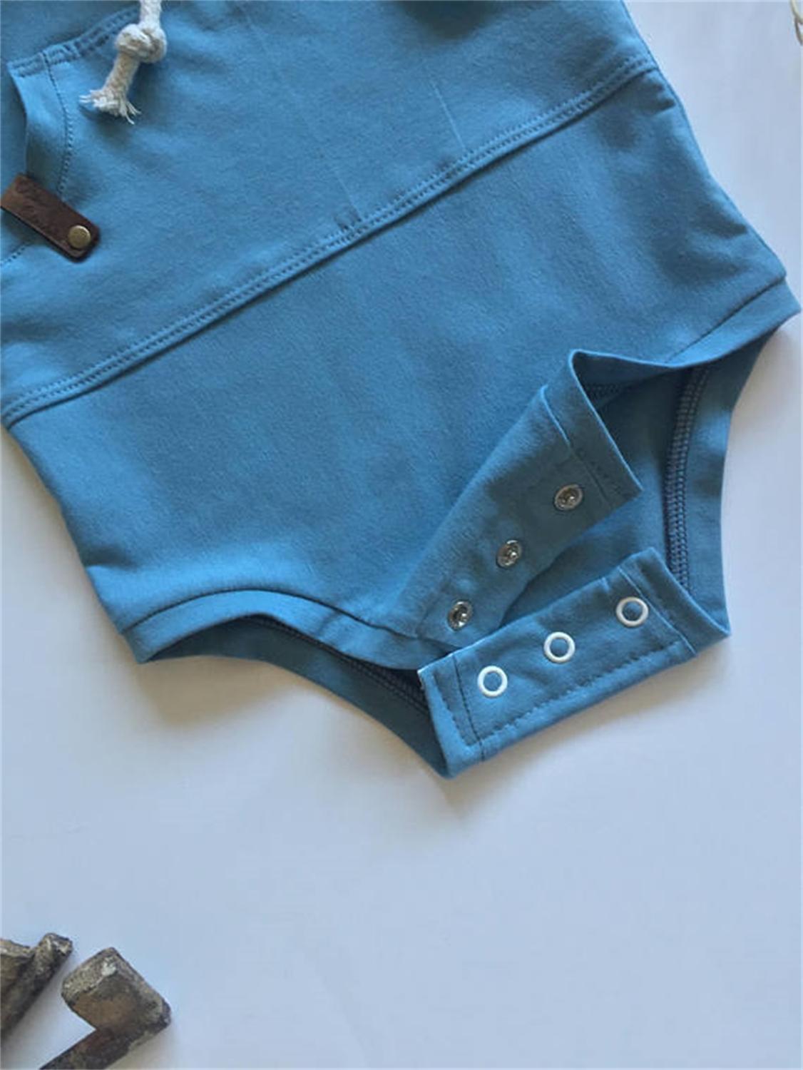 Bébé garçon vêtements bleu à manches longues sweat à capuche pull à capuche combinaison 0-24M enfant en bas âge garçon pur coton décontracté combinaison