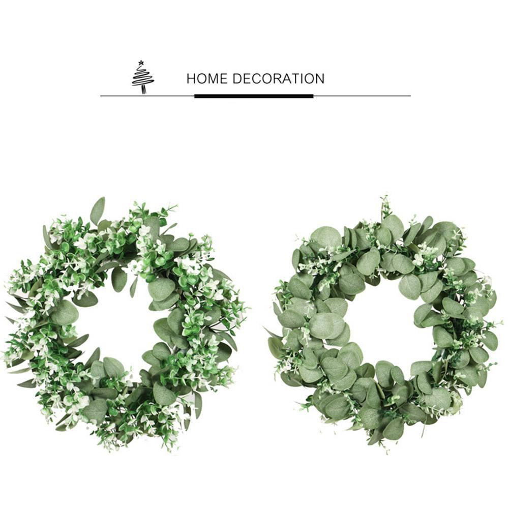 Guirlande d'eucalyptus Double couleur, plante verte, couronne de fleurs artificielles rondes, décoration pour porte de salon