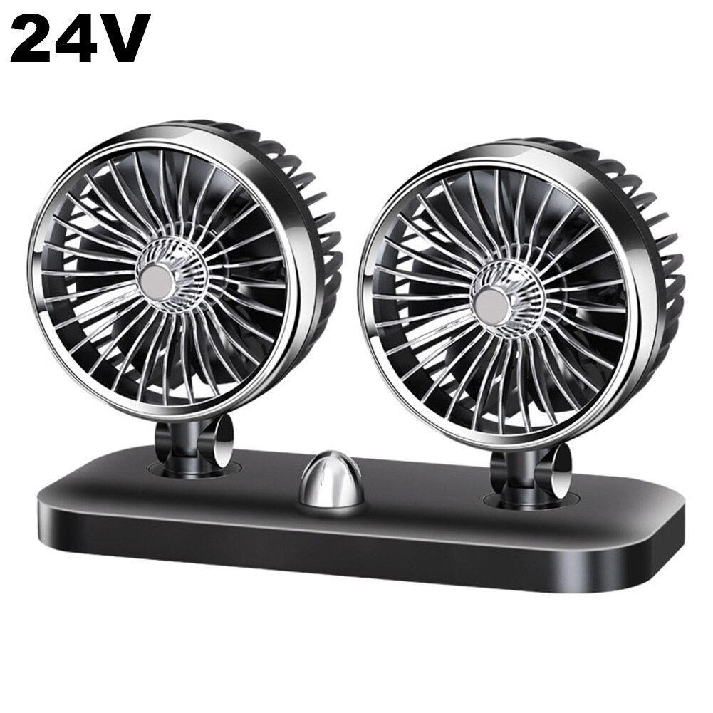 Car Mini Fan Double Head 180 Degree Rotating Adjustable Portable Cooling Cooler SUB: 24v