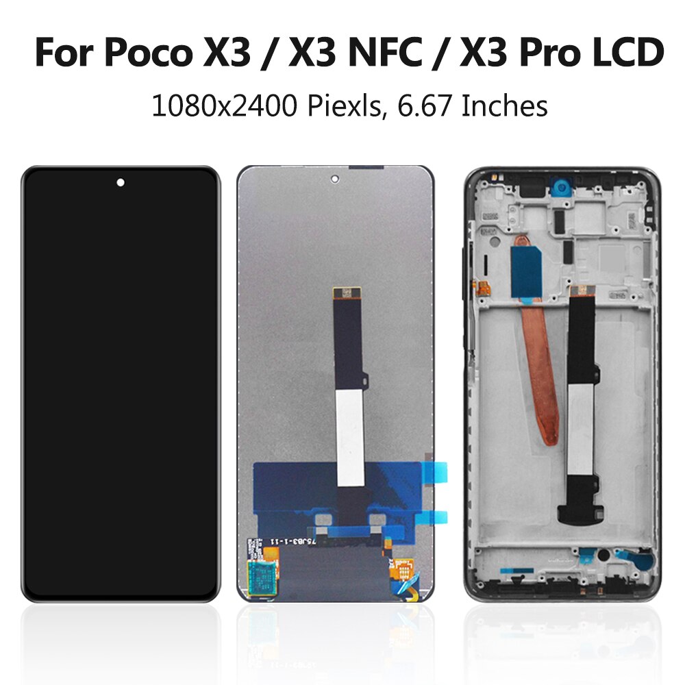 Originele Voor Xiaomi Poco X3 Lcd Touch Screen Digitizer Voor Poco X3 Pro Nfc M2007J20CG Lcd-scherm Vervangende Onderdelen