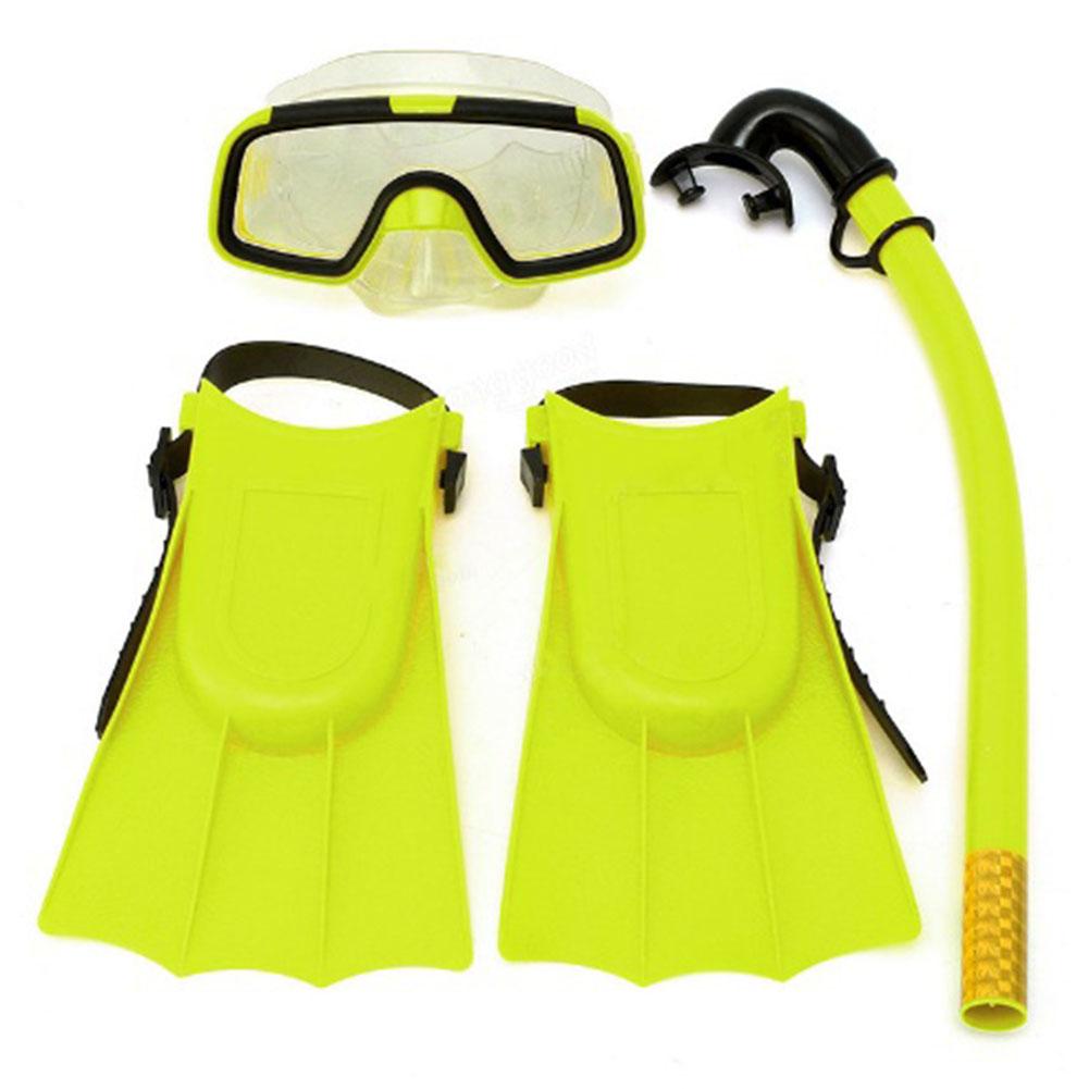 Unisex 3-7 år børn børn 3 stk svømning dykkerbriller snorkel masker snorkel svømmeføder sæt anti-tåge vidtsyn super klar