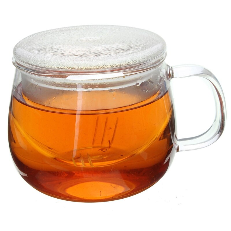 Arshen Duurzaam 3 in 1 Set 320 ml Clear Hittebestendige thee Koffie met Thee-ei Filter Deksel Gebruik voor Thuiskantoor
