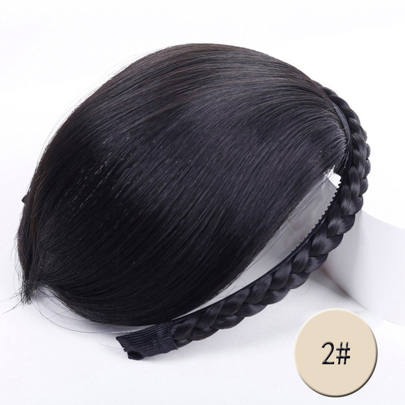 HOUYAN, pelo recortado con flequillo, 7 cintas trenzadas, diadema sintética resistente a altas temperaturas, accesorios para el cabello: T1B / 613
