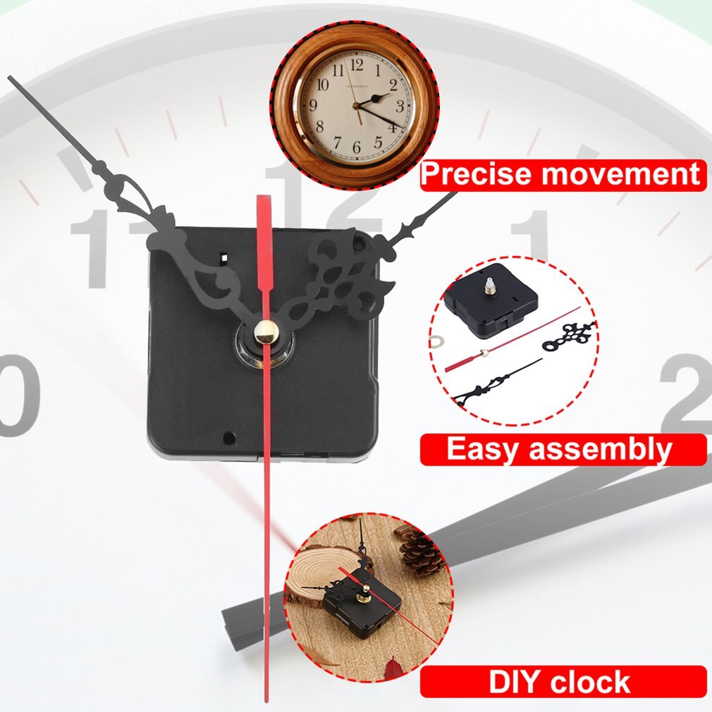 DIY silent quartz clock movement mechanism large wall clock Spindle Black Red hands Repair replacement parts Tool
