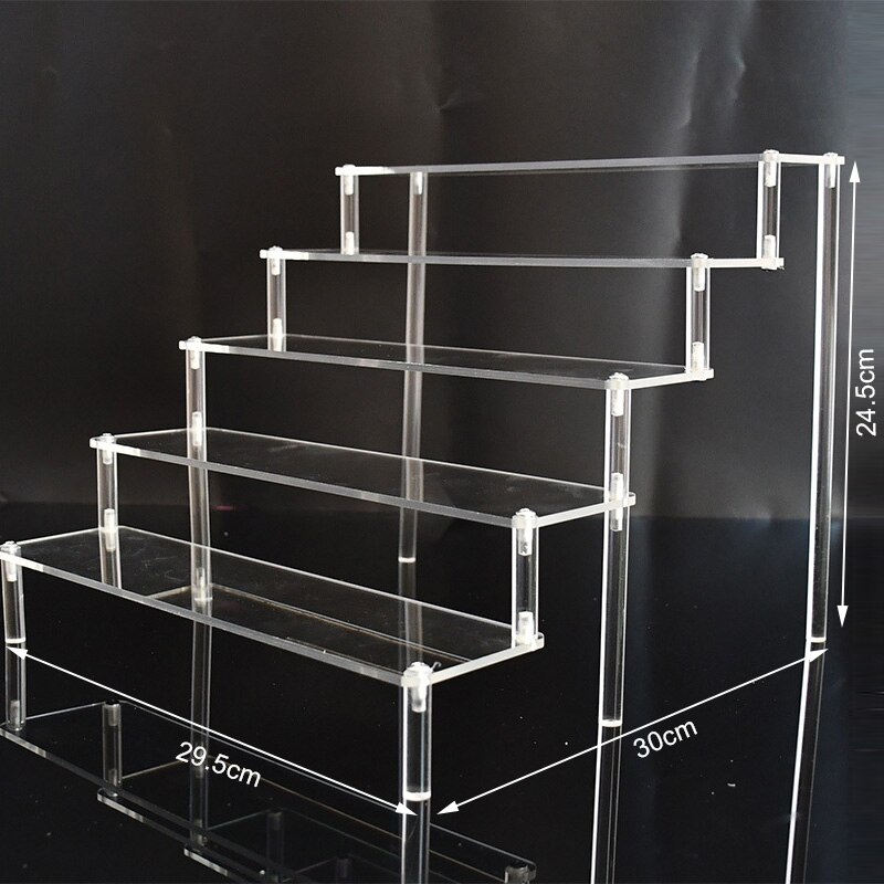 1-5 Tiers Acrylic Display Stand Jewelry Rack Shelf Doll Figure Collection Storage Rack Home/Shop Counter Display Ladder Shelf: 5 layers-30cm