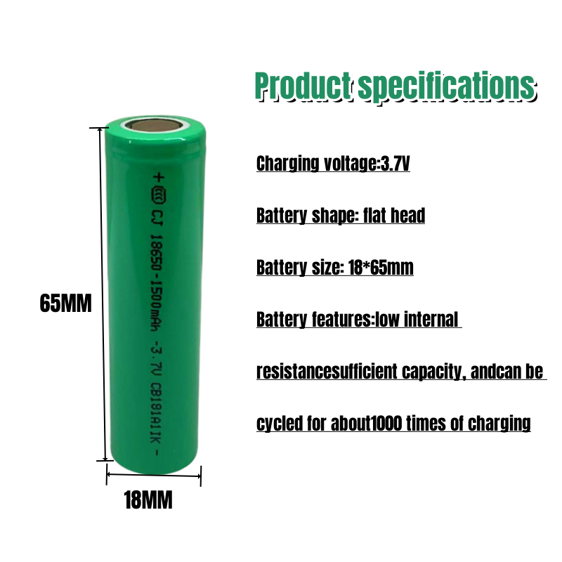 Capacity 3.7V 1500mAH 18650 Lithium Ion Rechargeable Battery, Suitable for Various Electronic Products