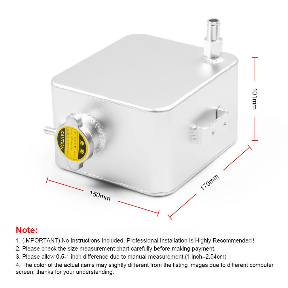 2L Litre Polished Alloy Header Expansion Water Tank &amp; Cap WATER HEADER TANK Coolant Overflow Tank Reservoir Kit