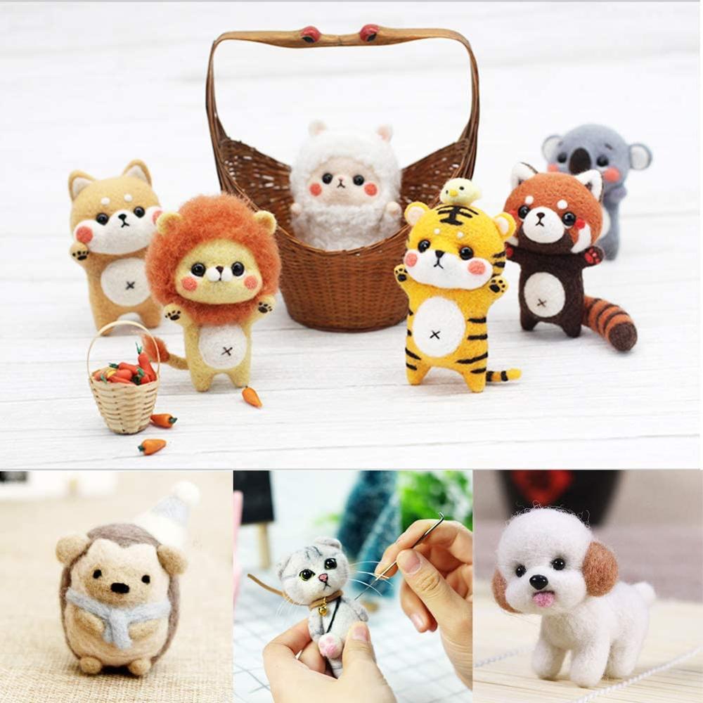 LMDZ 3 Colors Needle Felting Wool (30g/Colors), Needle Felting Tool with 21PCS Felting Needles, Needle Felting Foam, Finger Cot