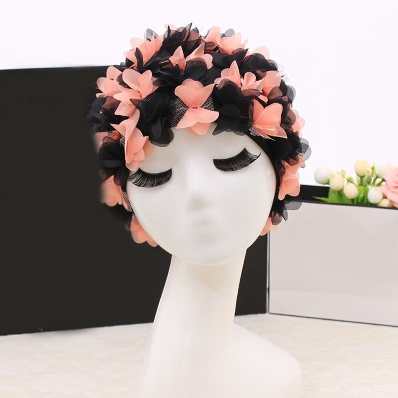 Swim Pool Swimming Cap Hat Free size for Women Petals Bathing Cap: Color5