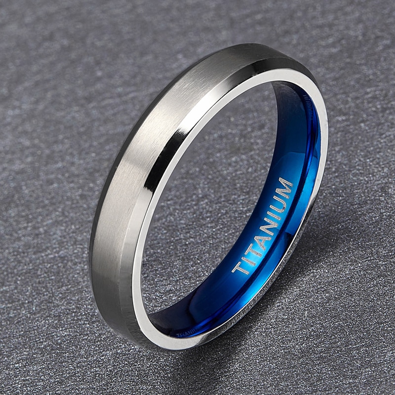4mm Blue Inlay Titanium Rings For Women Wedding Love Rings Female Engagement Promise Jewelry anillos mujer sieraden