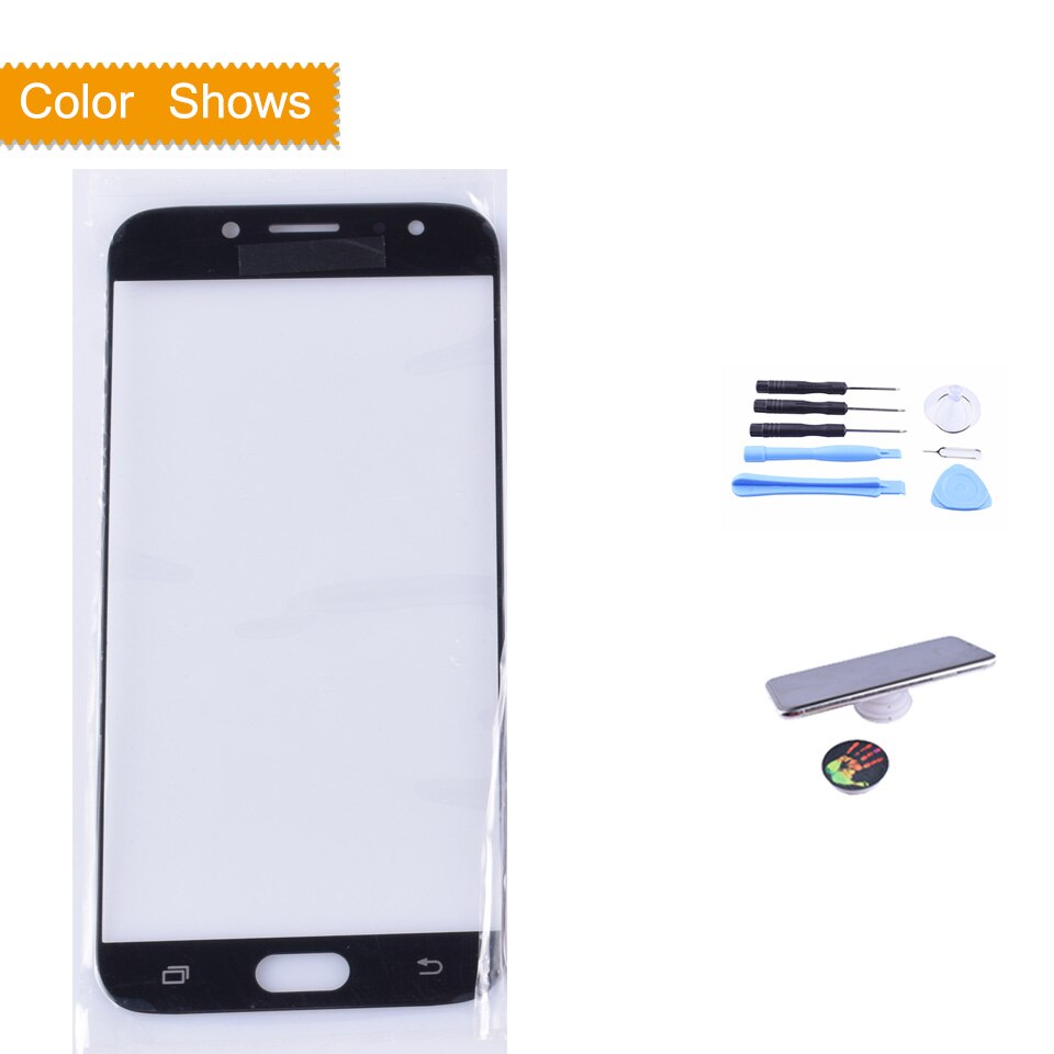 For Samsung Galaxy J7 Pro J730 J730F SM-J730F SM-J730G/DS Touch Screen Front Glass Panel TouchScreen LCD Outer Lens j7: black with gift