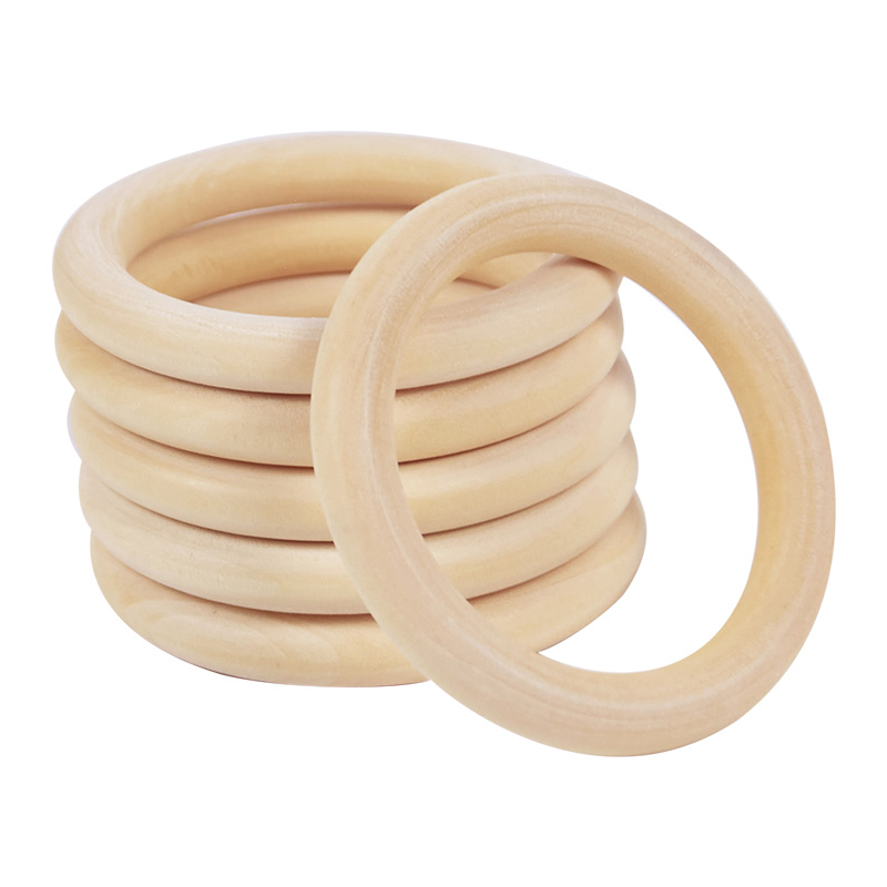 Anillos de madera sin terminar, varios tamaños, anillos circulares de madera Natural de Color sólido para joyería artesanal de macramé, aros de madera decorativos