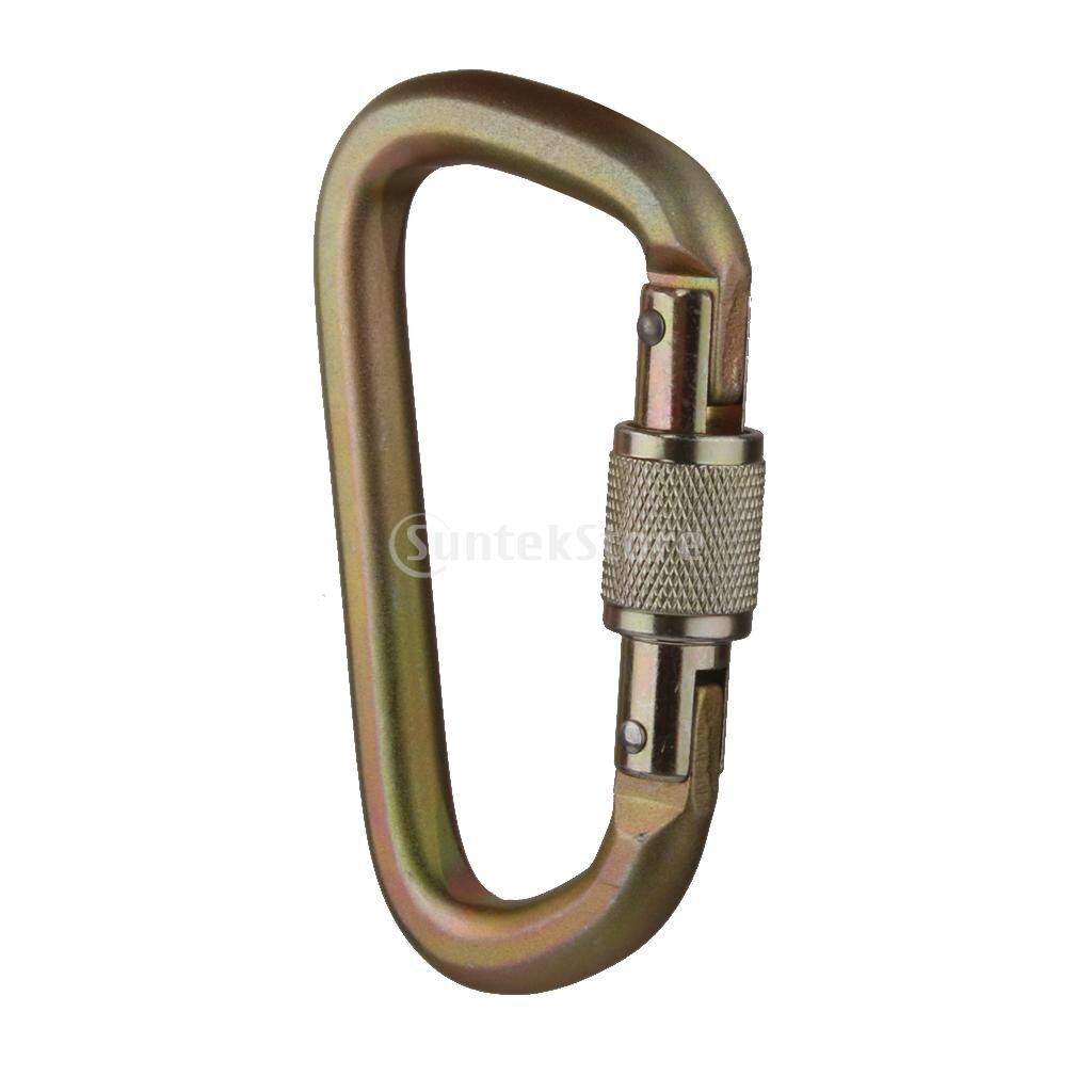 40KN Heavy Duty D-Shape Carabiner Screw Locking for Rock Climbing Moutaineering