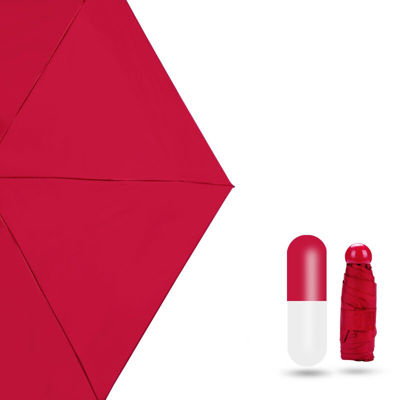 Paraguas plegables compactos de lluvia para niños, paraguas Mini cápsula para mujeres, paraguas transparente de bolsillo, paraguas Anti-UV a prueba de viento: red