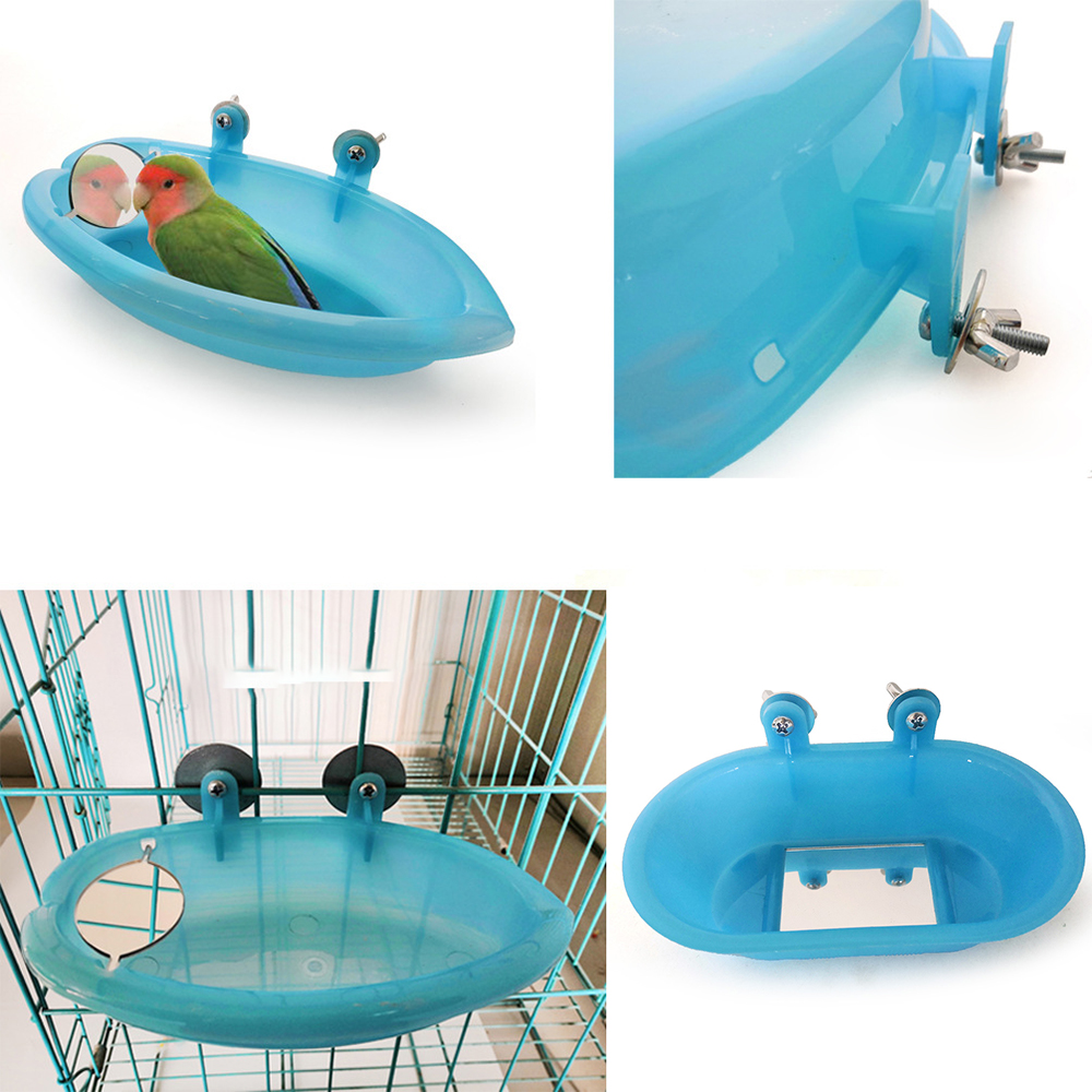 Leuke Vogel Bad Met Vogel Spiegel Kleine Ovale Vogel Bad Huisdier Kooi Accessoires Papegaai Bad Douche Baden Levert Staande Doos