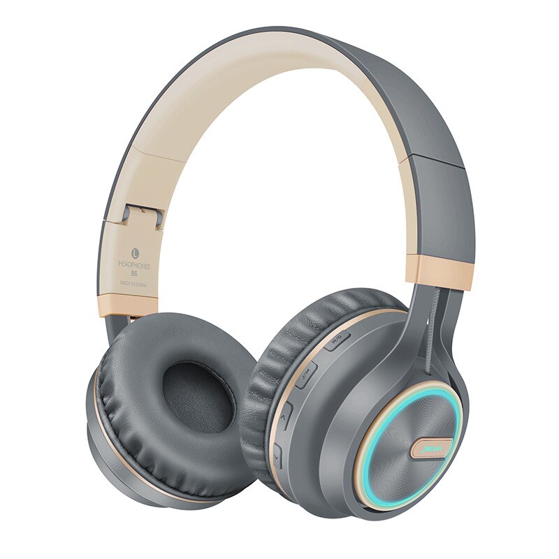 Auriculares inalámbricos de oro rosa con micrófono sobre la oreja auriculares estéreo bajo auricular grande para PC Laptop teléfono Android, para un: gray black
