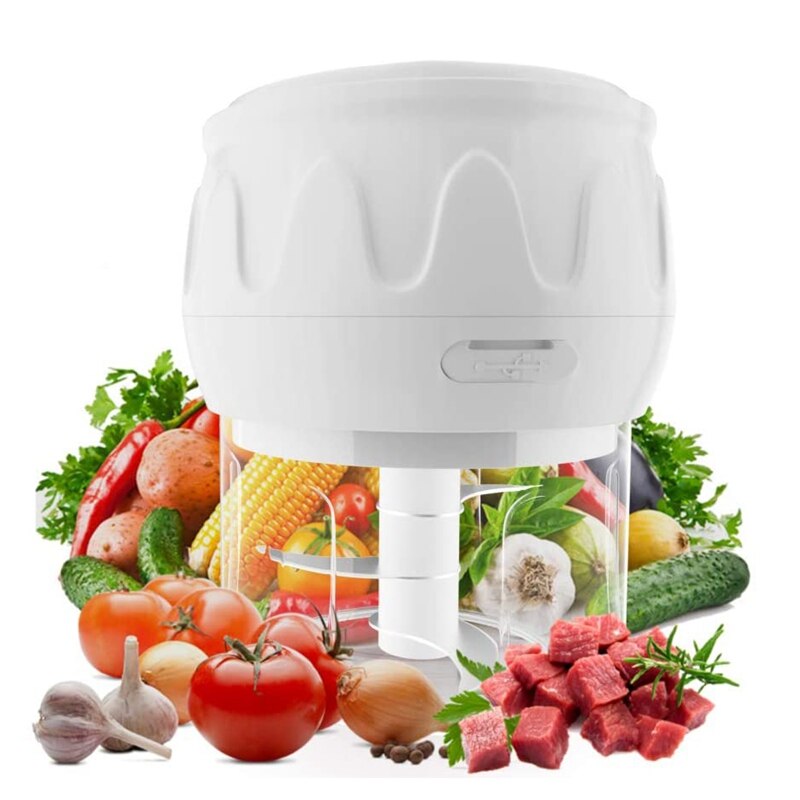 Electric Mini Garlic Chopper Masher Food Slicers , Portable Blender Processor for Pepper Chili Vegetable Nuts Meat