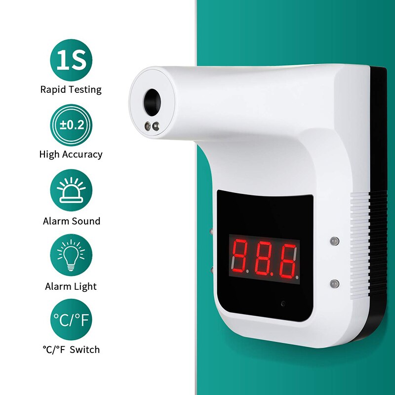 -Wall-Mounted K3 Digital Infrared Thermometer Non-Contact Forehead Body Thermometer LCD Display Office Metro Home Use
