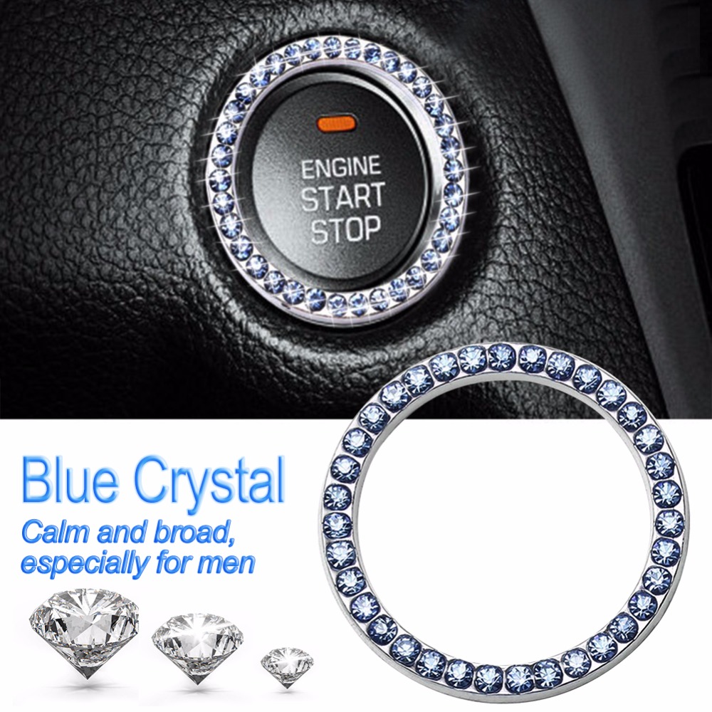 Accesorios decorativos para coche de 40mm/1,57 ", botón de inicio de automóvil, anillo decorativo de diamantes de imitación, embellecedor circular