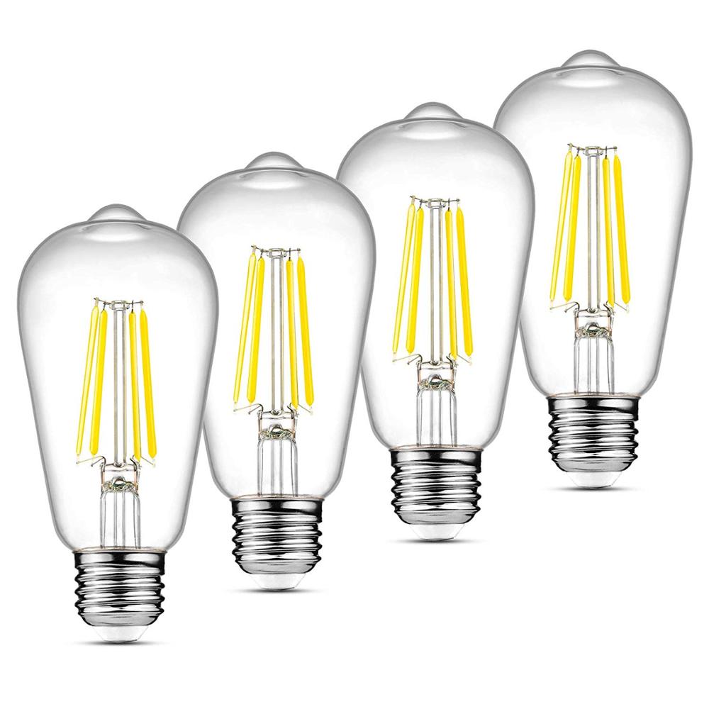 Dimbare Ascher Vintage LED Edison Lampen, 6 W, Equivalent 60 W, Helder Daglicht Wit 4000 K, antieke LED Gloeilampen, E27