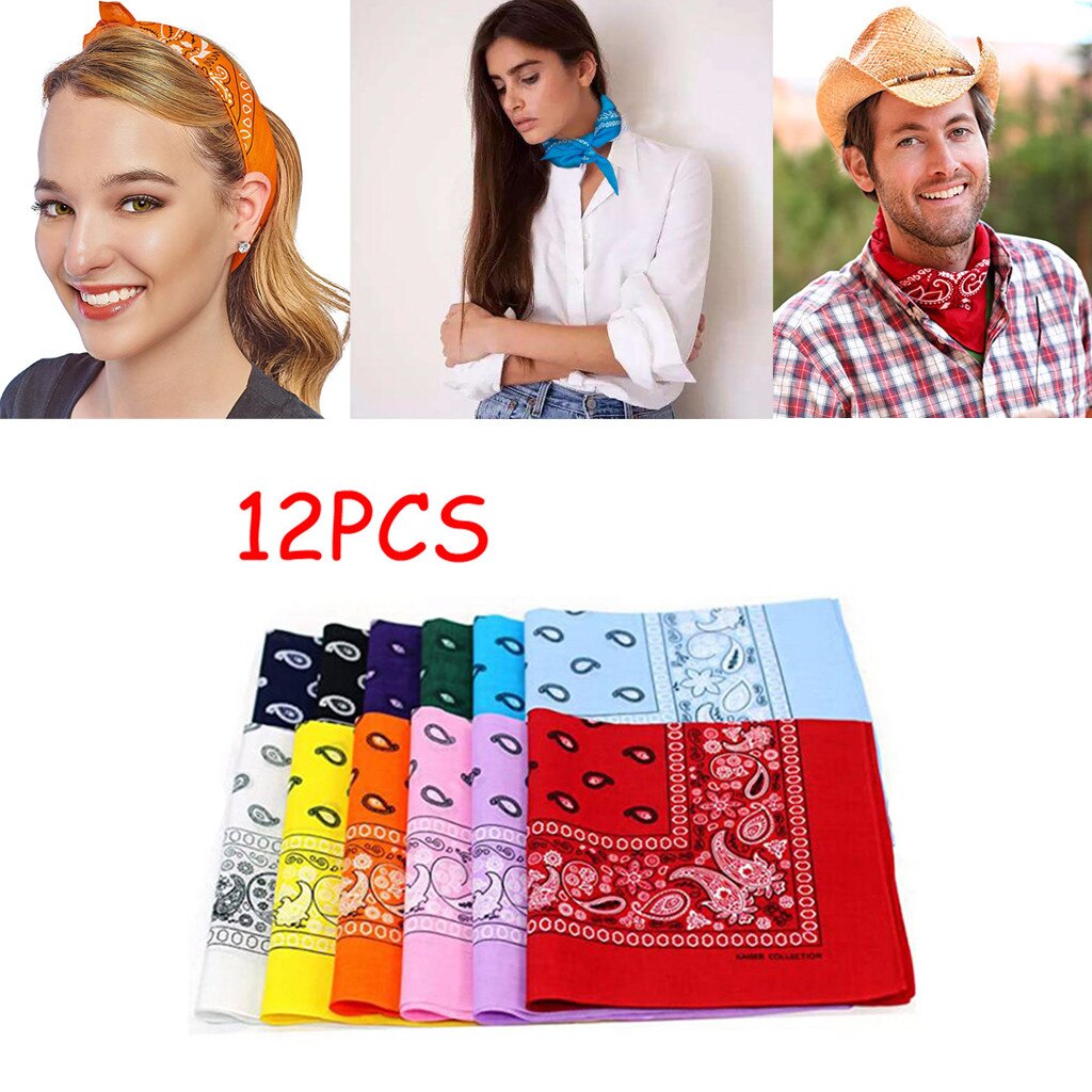 Hoofdband Unisex Bloemen Mode Cowboy Bandana Polyester 12 Pc Hoofd Sjaal Haarband Dans Eenvoud Haar Accessoires Voor Vrouwen
