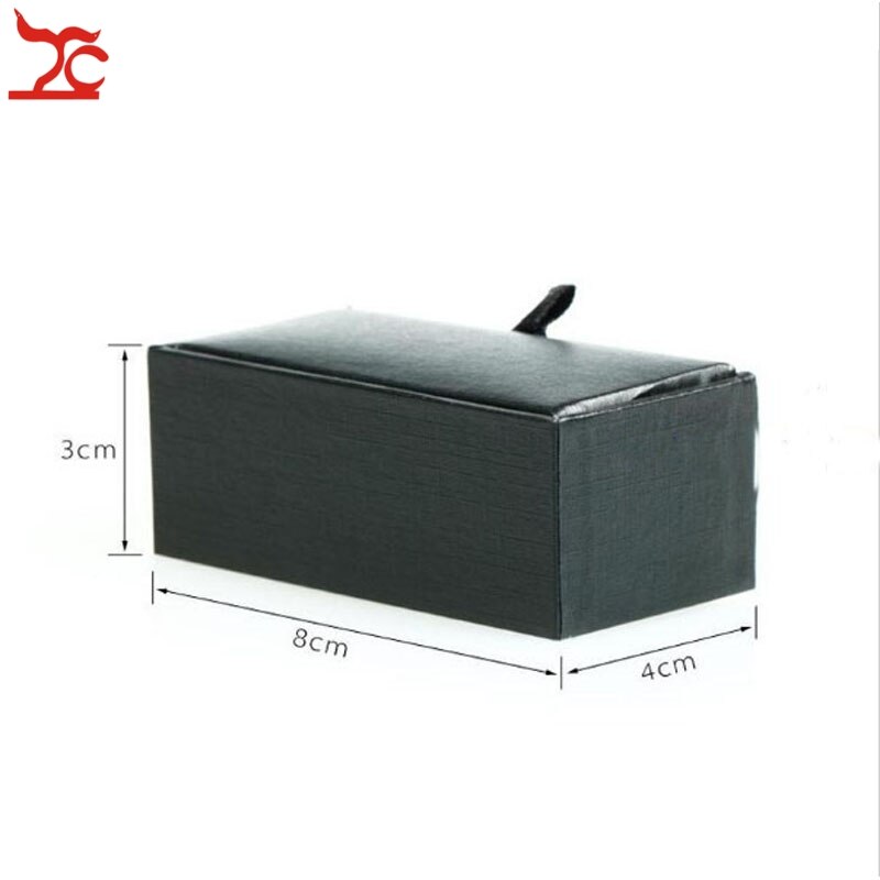 Manschettknappar paket kista svart läder manschettknappar smycken förvaring organisatör box fodral hållare 8 x 4 x 3cm