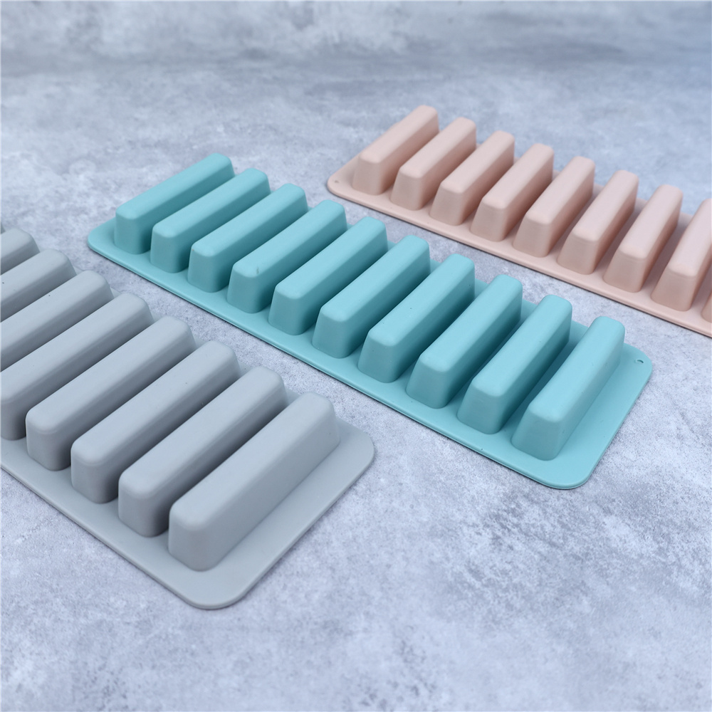 10 agujeros formas de silicona tira larga dedo galleta molde de silicona horno pastel Puff molde para cubitos de hielo bandeja utensilios para hornear DIY herramientas para hornear