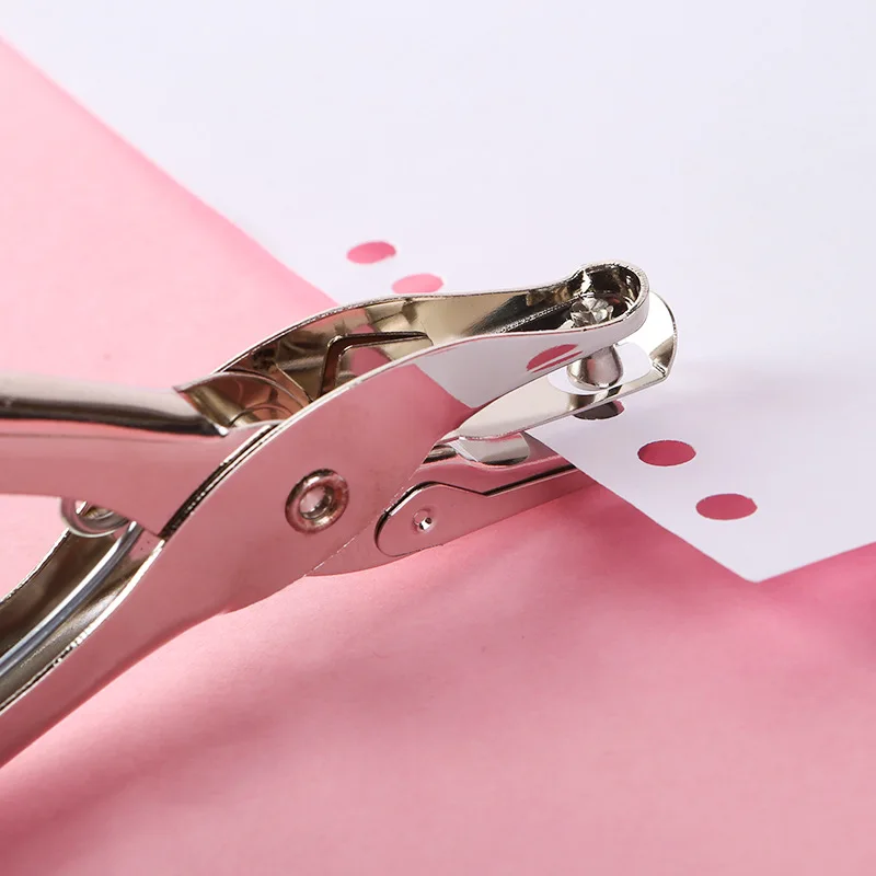 Perforadora de un solo orificio, 8 hojas de capacidad, 3mm, 6mm de diámetro, perforadora de papel de mano, perforadora de álbum de recortes para suministros escolares de oficina