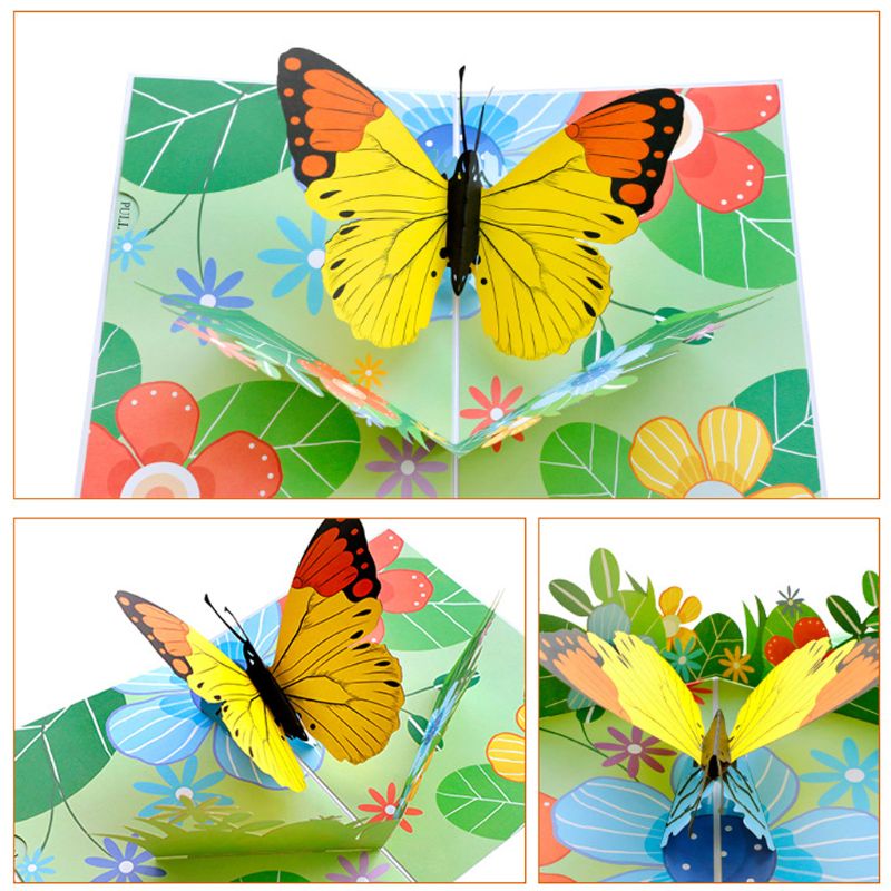Carte d'invitation de mariage Pop Up en 3D | Motif papillon, pour anniversaire, noël, fête des mères