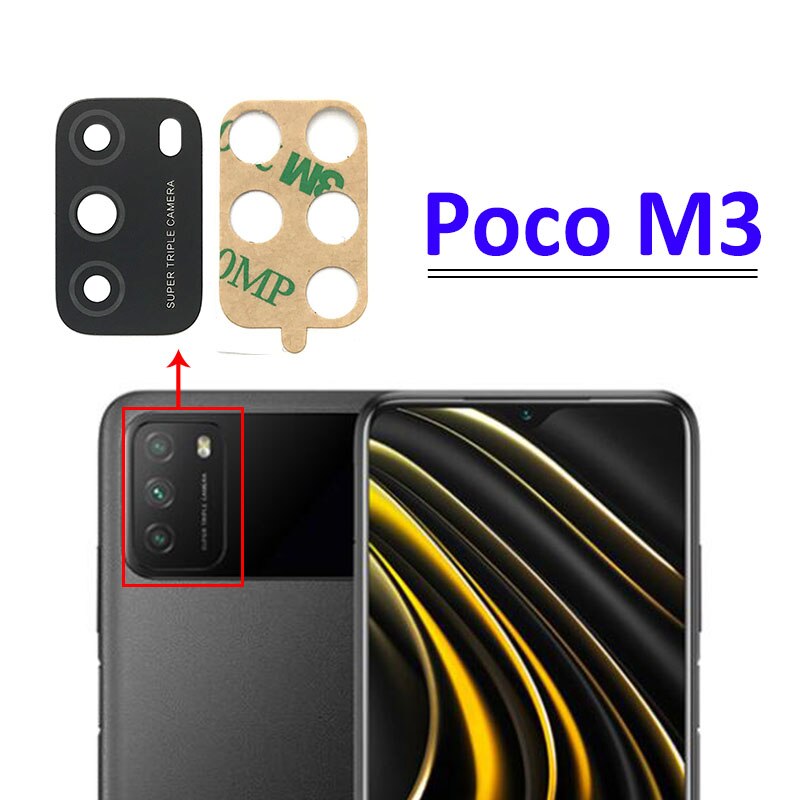 10PCS Back Camera Glass Lens For Xiaomi Poco M3 With Adhensive Sticker Phone Replacement Parts