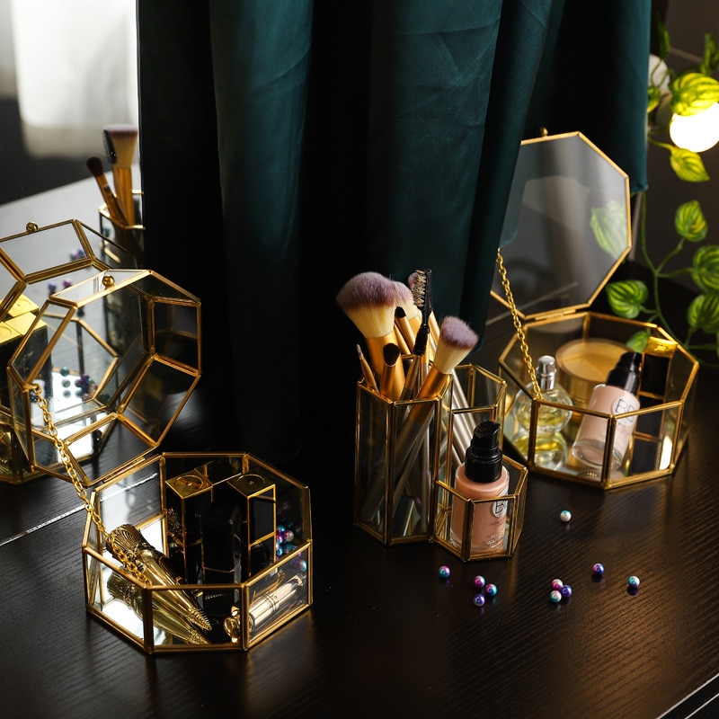 Geometryczne przezroczyste szklane pudełko na biżuterię Tabletop sukulenty pojemnik domowa biżuteria robić przechowywania szkła dekoracja rzemieślnicza