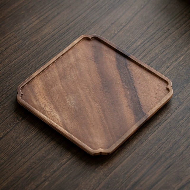 Wooden Tray Home Tea Tray Rectangular Dinner Tray Wooden Snack Fruit Tray Dry Bubble Tray Simple Multi-Function Tray: Dark Khaki