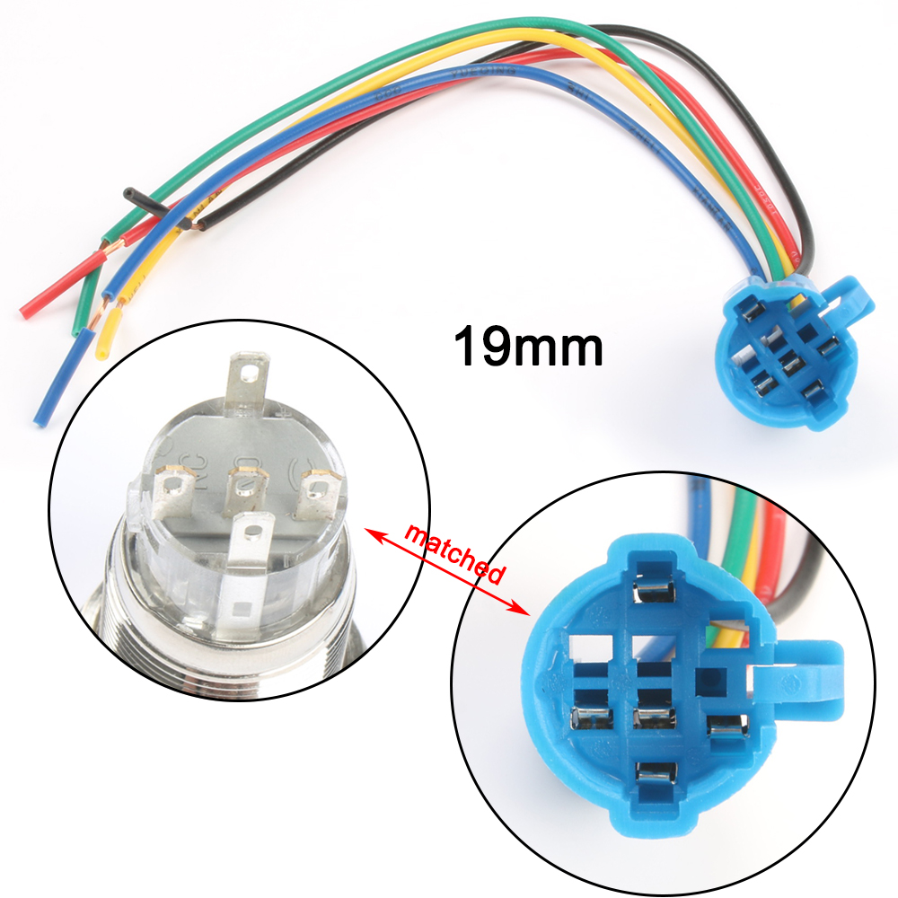 Push Button Socket Joint 16mm 19mm 22mm metal push button socket wiring 5 w... – Vicedeal