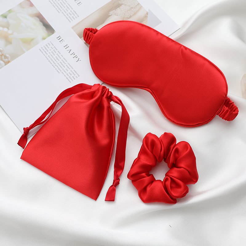 1 einstellen Nachgeahmte Seide Schlafen Augen Maske Schlaf Masken Auge Patch Abdeckung Schattierung Einstellbare Augenbinde Reise Entspannen mit Tasche + kopf Ring