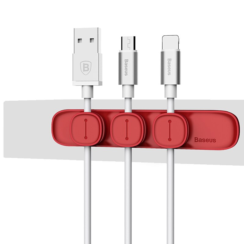 Baseus Magnetische Kabel Clip Voor Mobiele Telefoon Usb Kabel Winder Voor Oortelefoon Kabel Organizer Magnetische Houder Desktop Kabelhaspel: RED