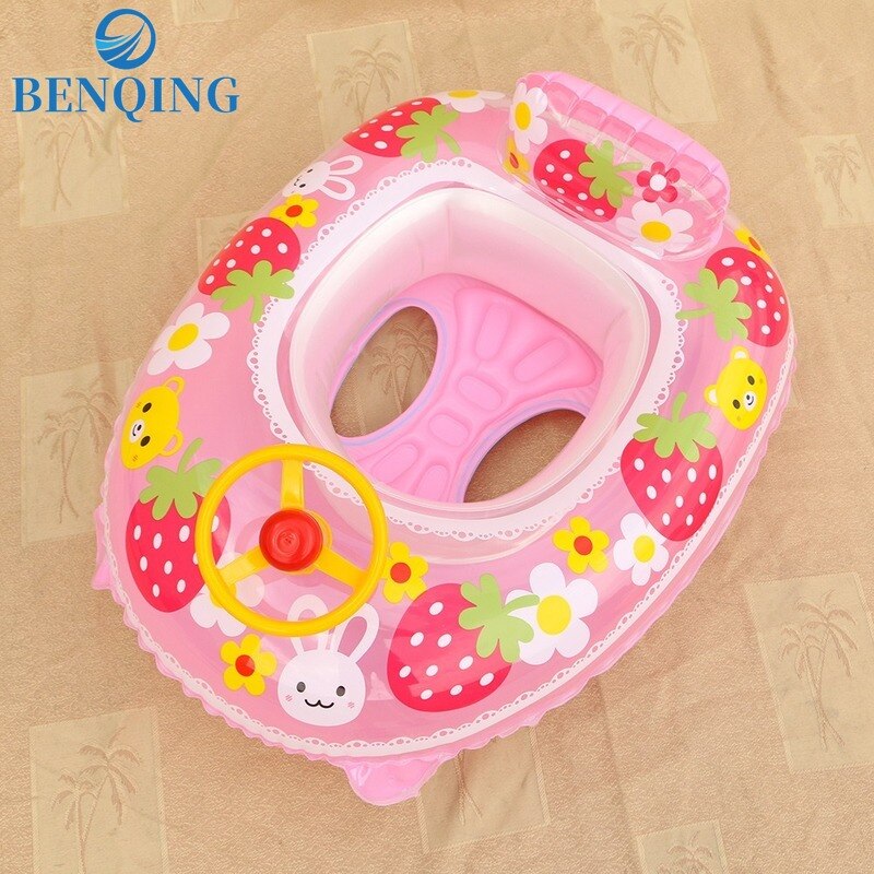 Benqing Opblaasbare Kinderen Stuurwiel Zetel Ring Verdikte Pvc Aardbei Hoorn Boot Veiligheid Baby Zwemmen Ring WJ071