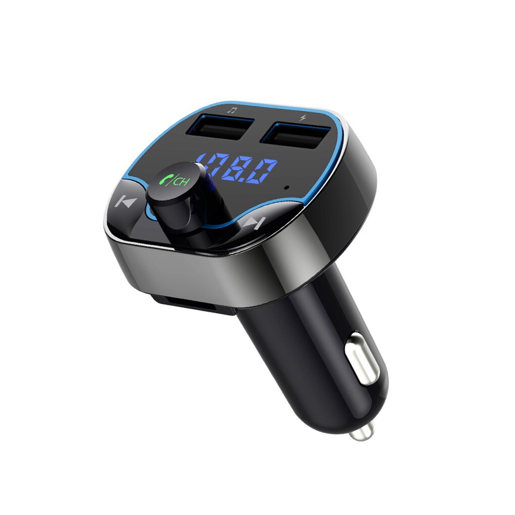 T24 Car FM Transmitter Dual USB Fast Charger Voice Navigation Car Hands-free Call Bluetooth MP3 Player
