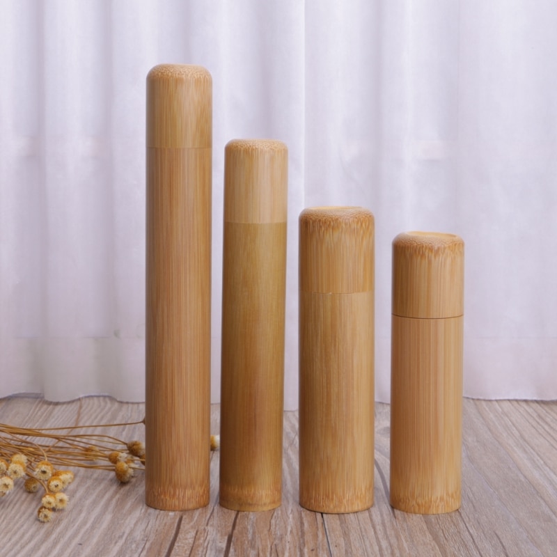 Bambou Tube boîte à thé hermétique petit conteneur épices stockage pot avec couvercle 4 taille #0622
