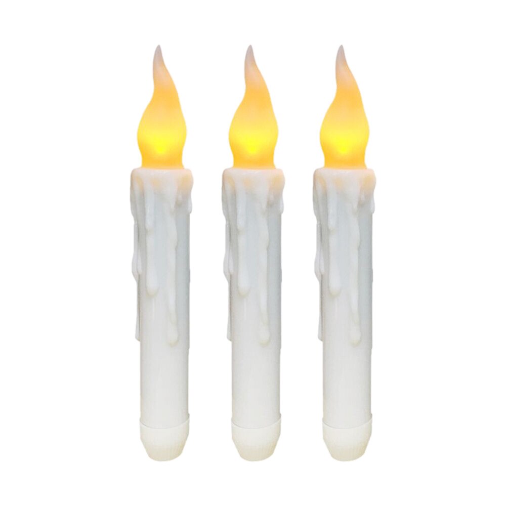 3 X Taper Candle Led Taper stick Candle Flicker Dripped wax Flameless lamp candelabra wedding home decor-Amber G612