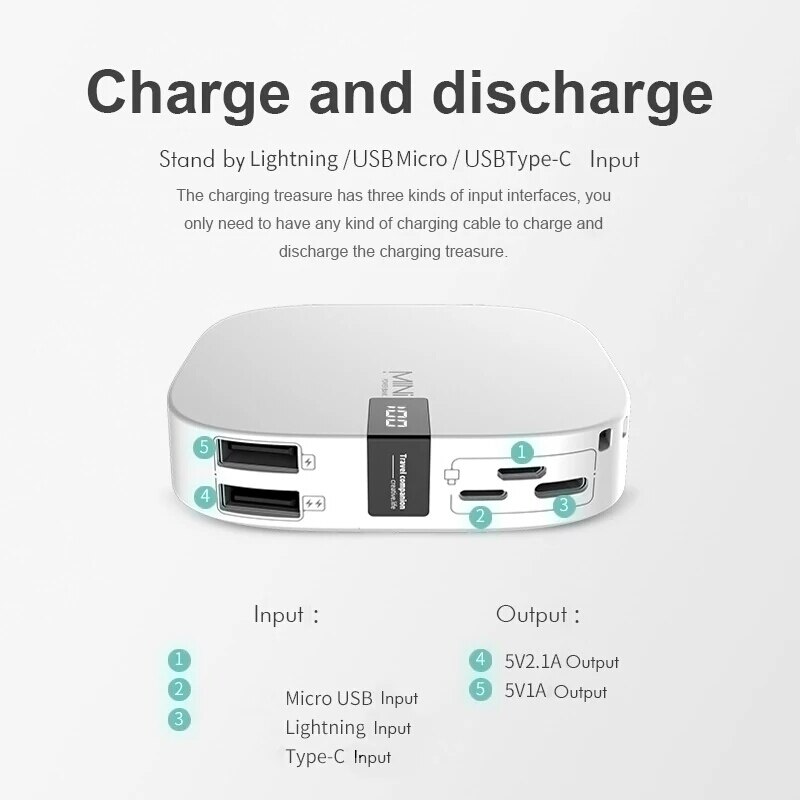Mini Energie Bank 10000 mAh Typ-C & Beleuchtung schnelle eingang Digital Anzeige Energie Dual USB schnelle ausgabe tragbare Ladung schatz