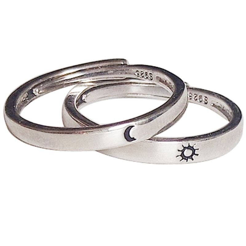 2 Pcs Sun and Moon Lover Couple Rings Set Promise Wedding Bands for Him and Her Jewerly: Default Title