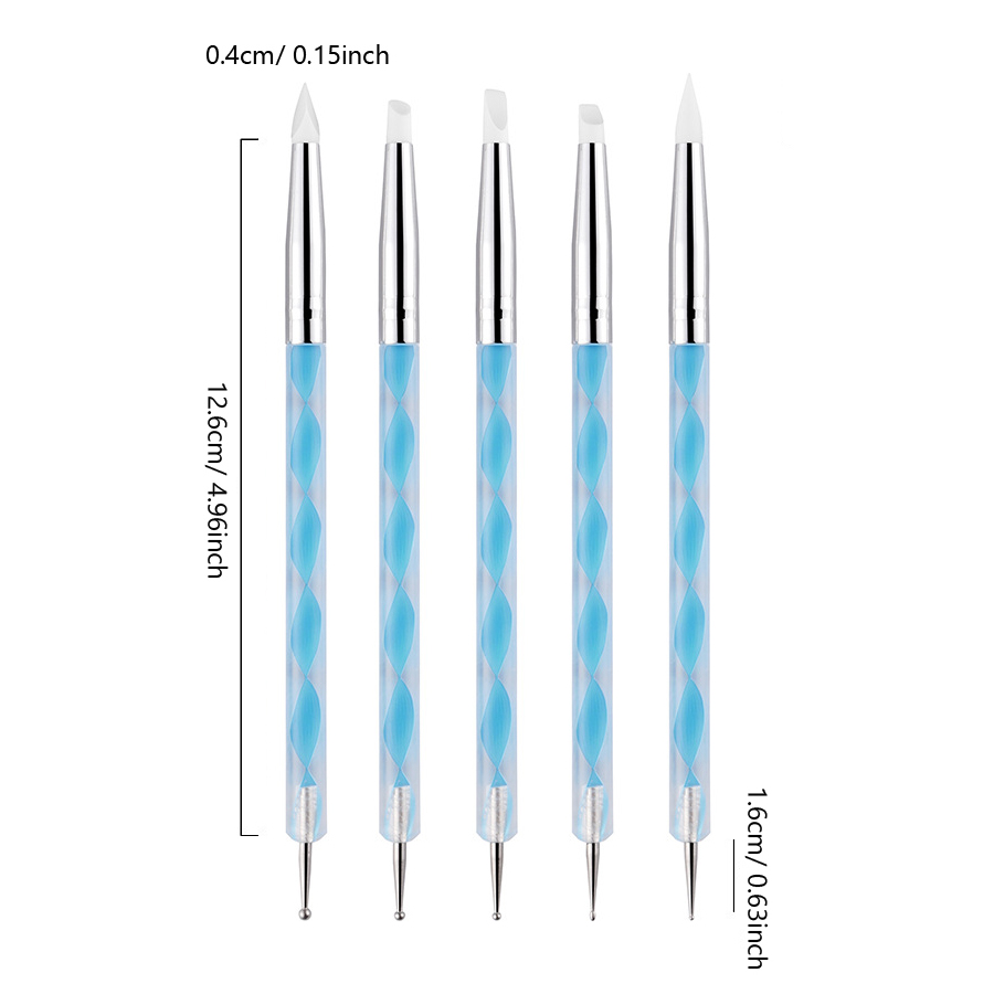 Pinceles para decoración de uñas, diseños de puntas de uñas, pintura, dibujo, tallado, punteado, delineador de abanico, bolígrafo de esmalte de Gel acrílico, herramientas de manicura: Azul oscuro