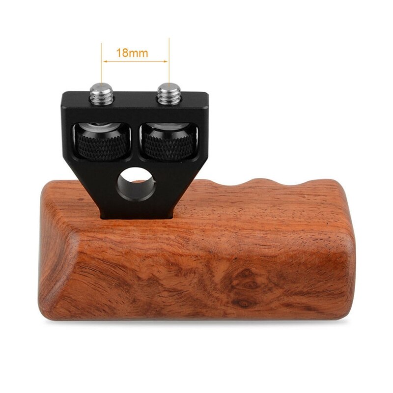 DSLR Camera Left Wooden Handle Grip Mount Support for DV Video Cage Rig Spacing 18mm