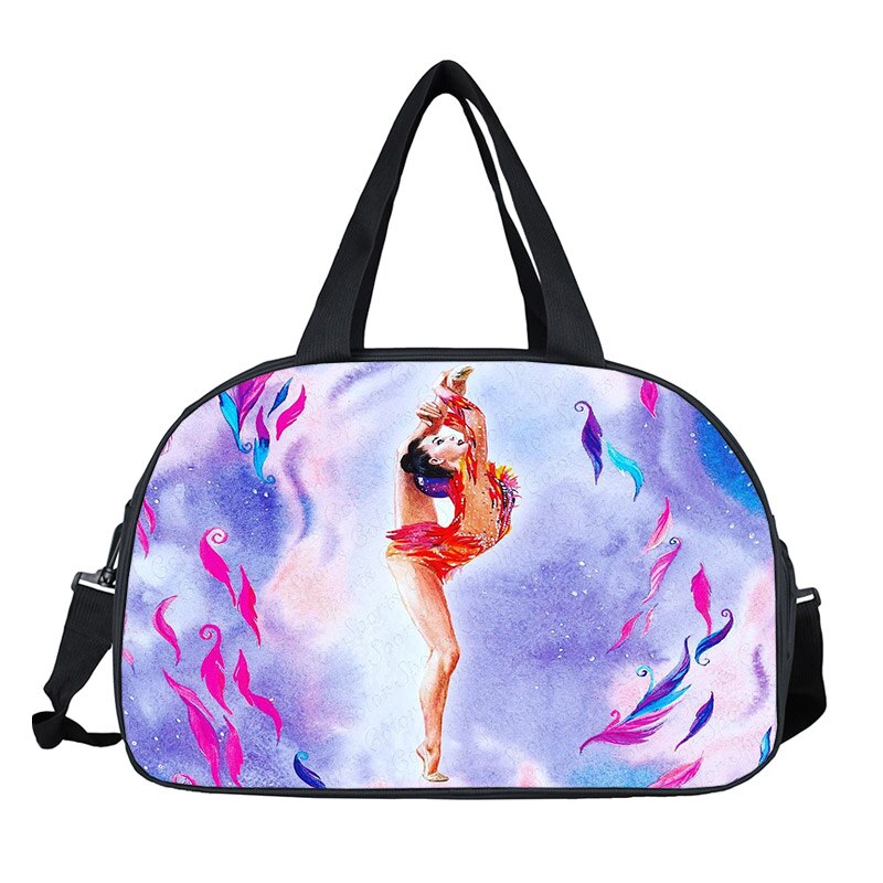 Watercolor Gymnastics Art Tote Bag Ladies Dance Sports Storage Bags Travel Multifunctional Portable Messenger Bags Shoulder Bag: Orange