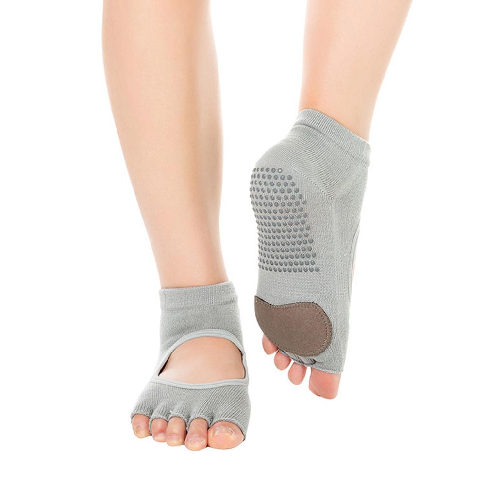 Calze per yoga calze antiscivolo calze per fitness in cotone pettinato accessori per allenamento di balletto calze per yoga articoli sportivi per interni: grigio